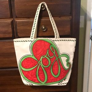 Brighton hand painted holiday tote bag